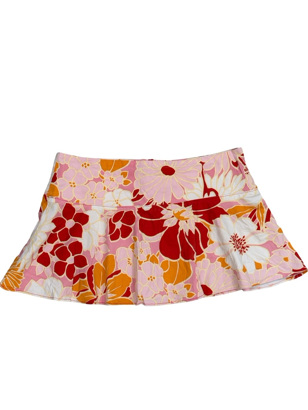 Y2K Espresso Floral Ruffle Mini Skirt